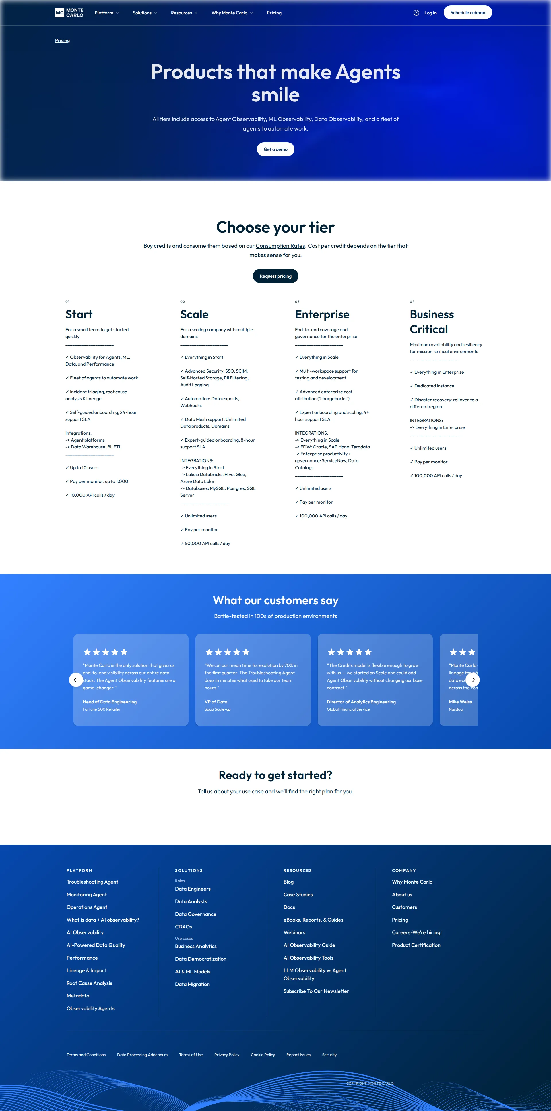 Monte Carlo pricing page screenshot