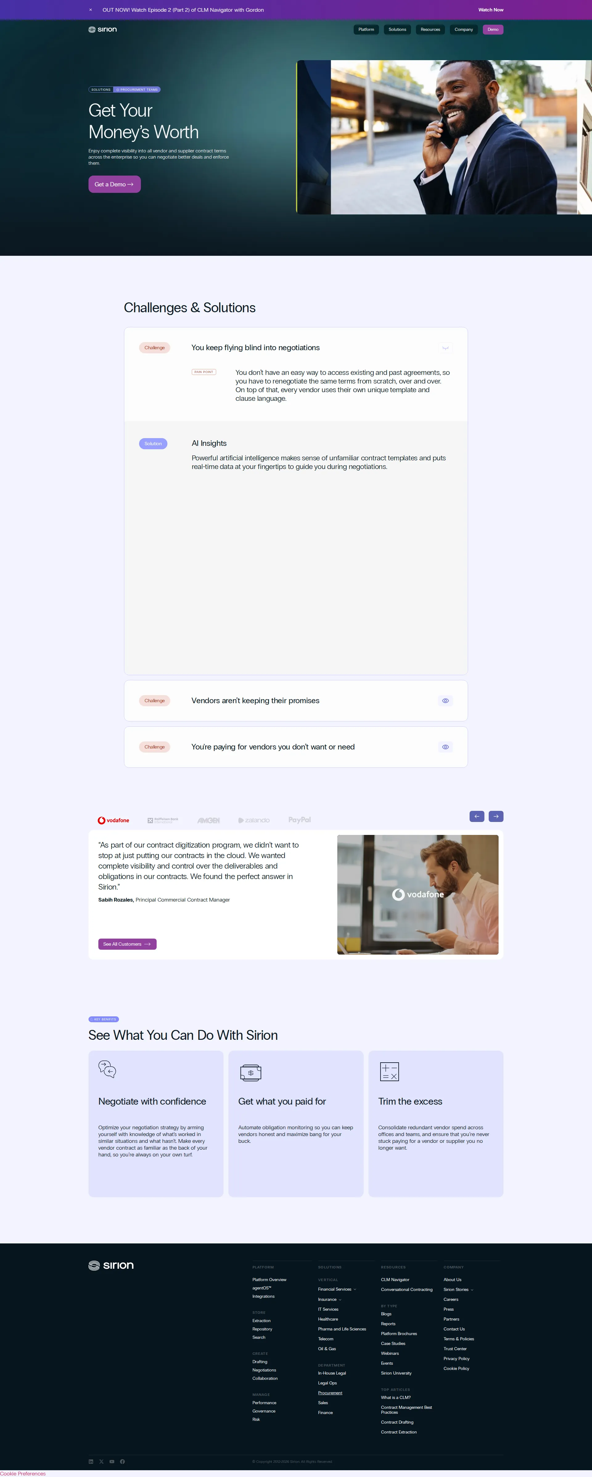 Sirion pricing page screenshot