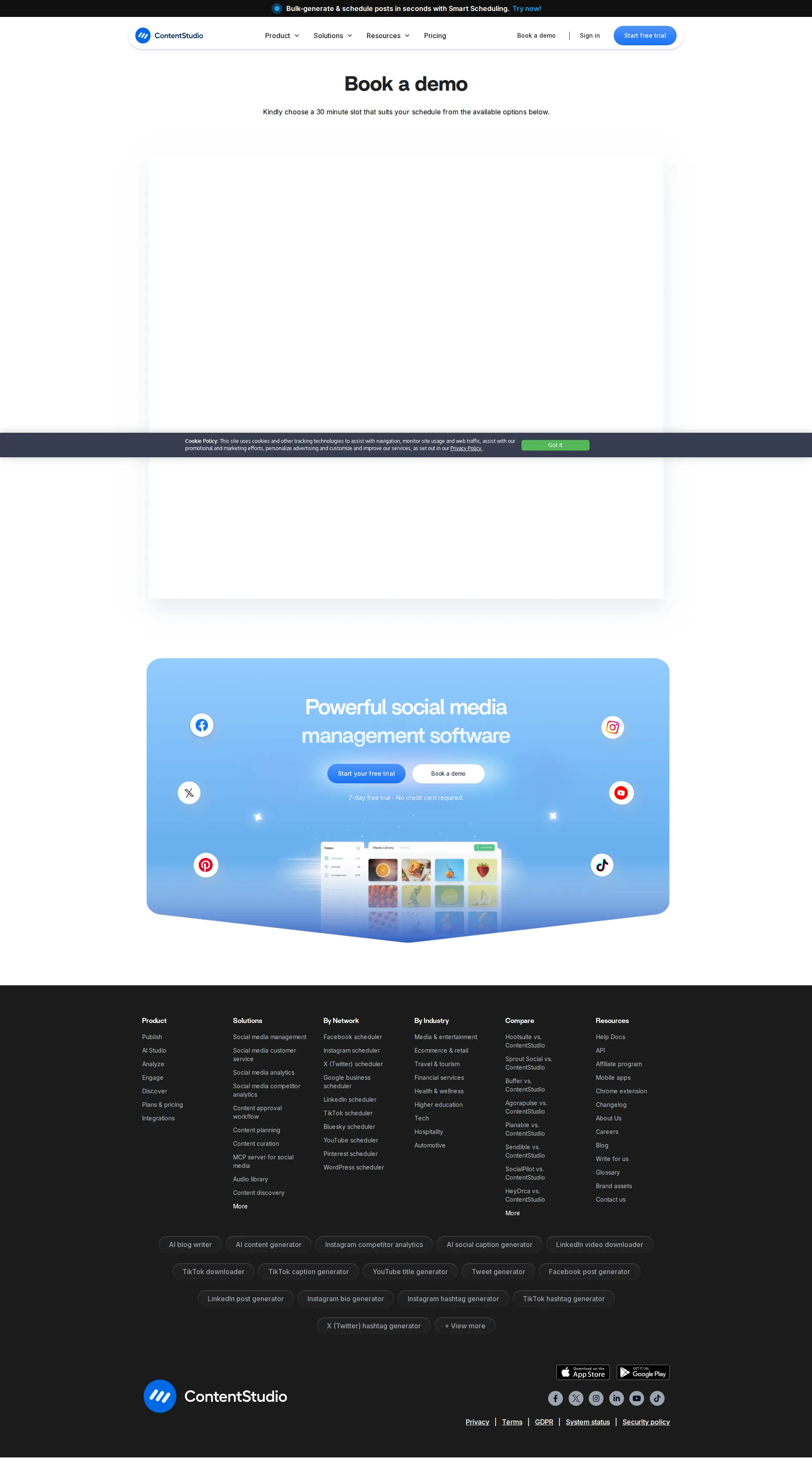 ContentStudio pricing page screenshot