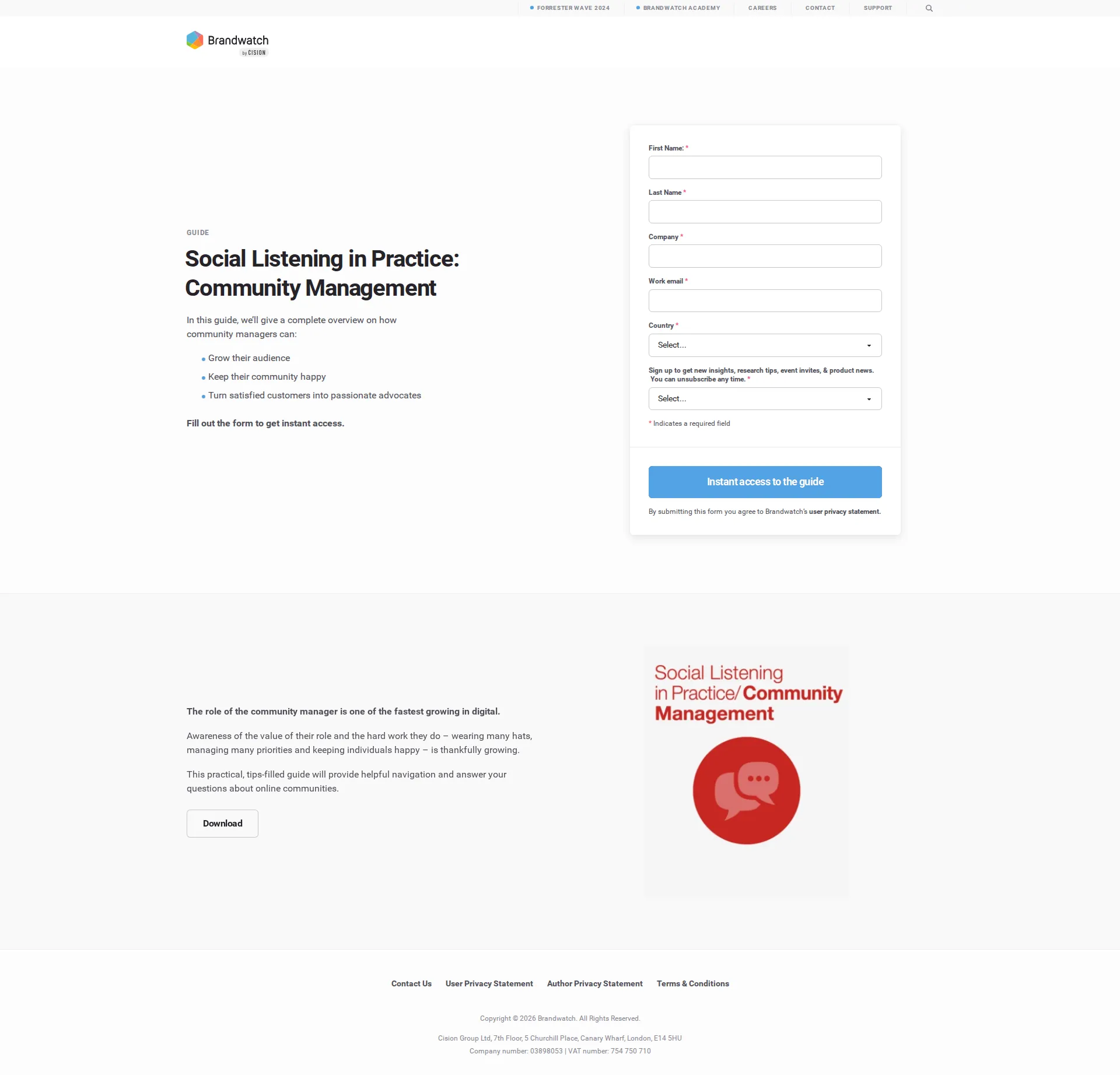 Brandwatch Social pricing page screenshot
