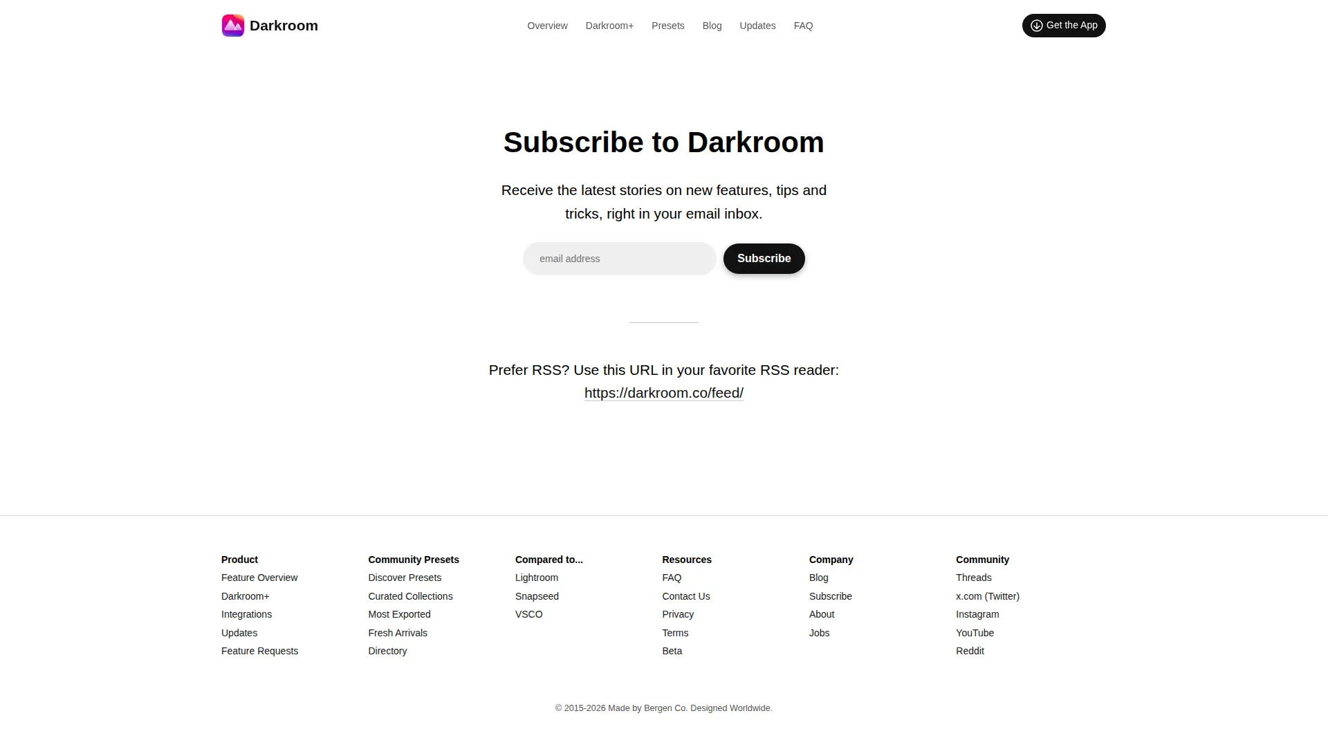 Darkroom Pro pricing page screenshot