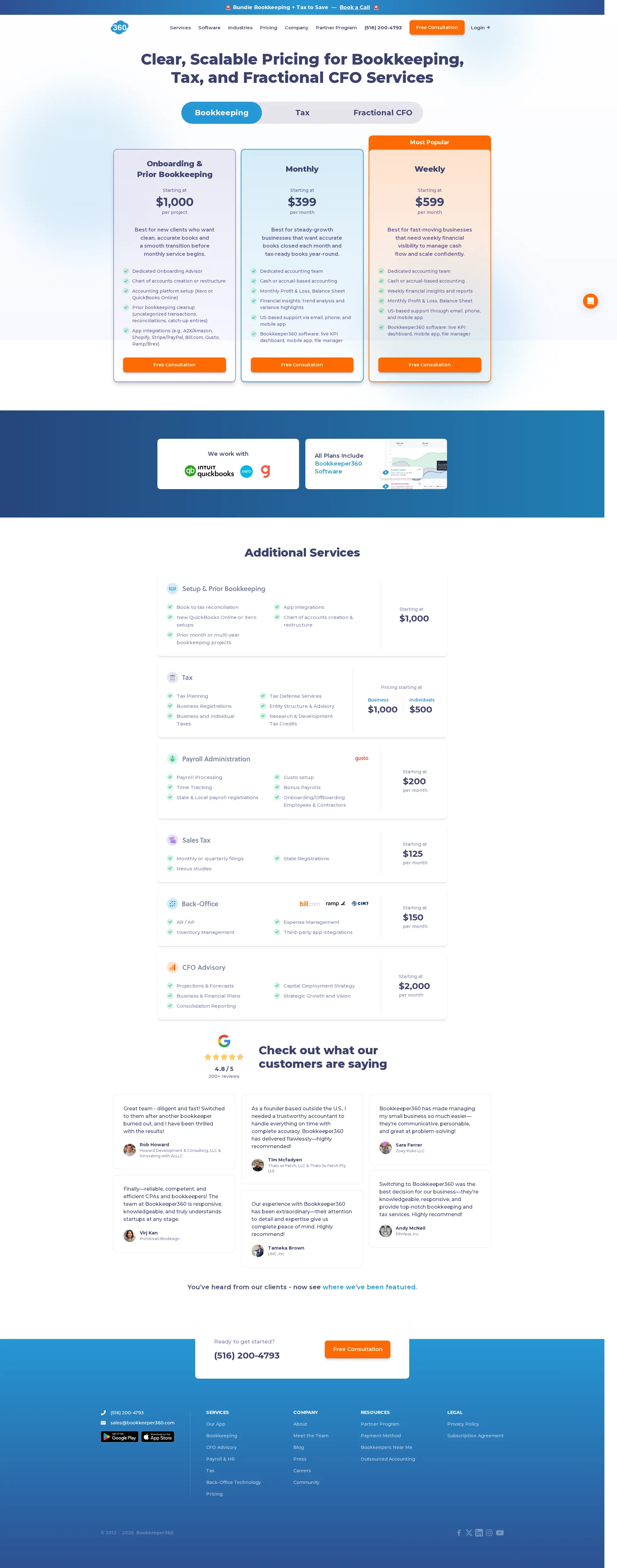 Bookkeeper360 pricing page screenshot