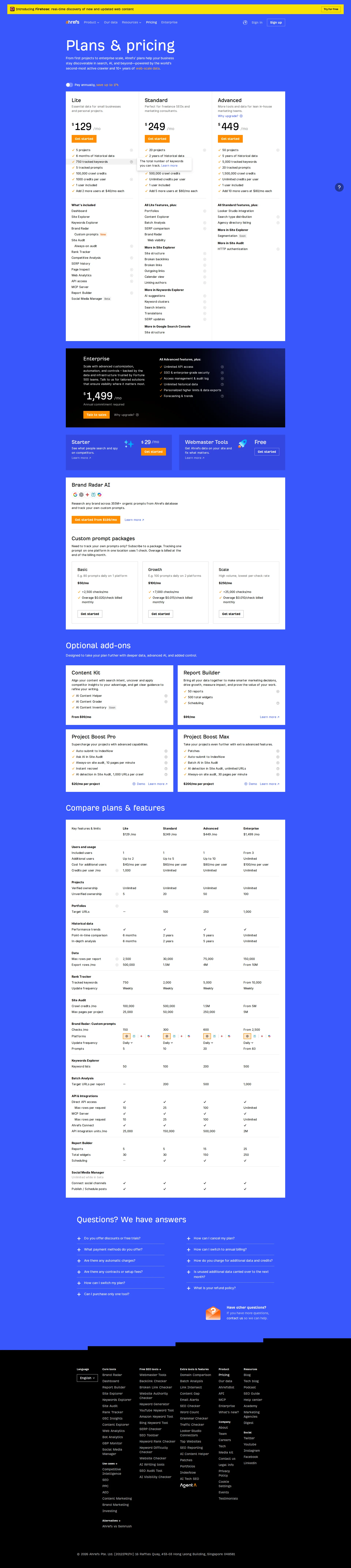 Ahrefs Pro pricing page screenshot