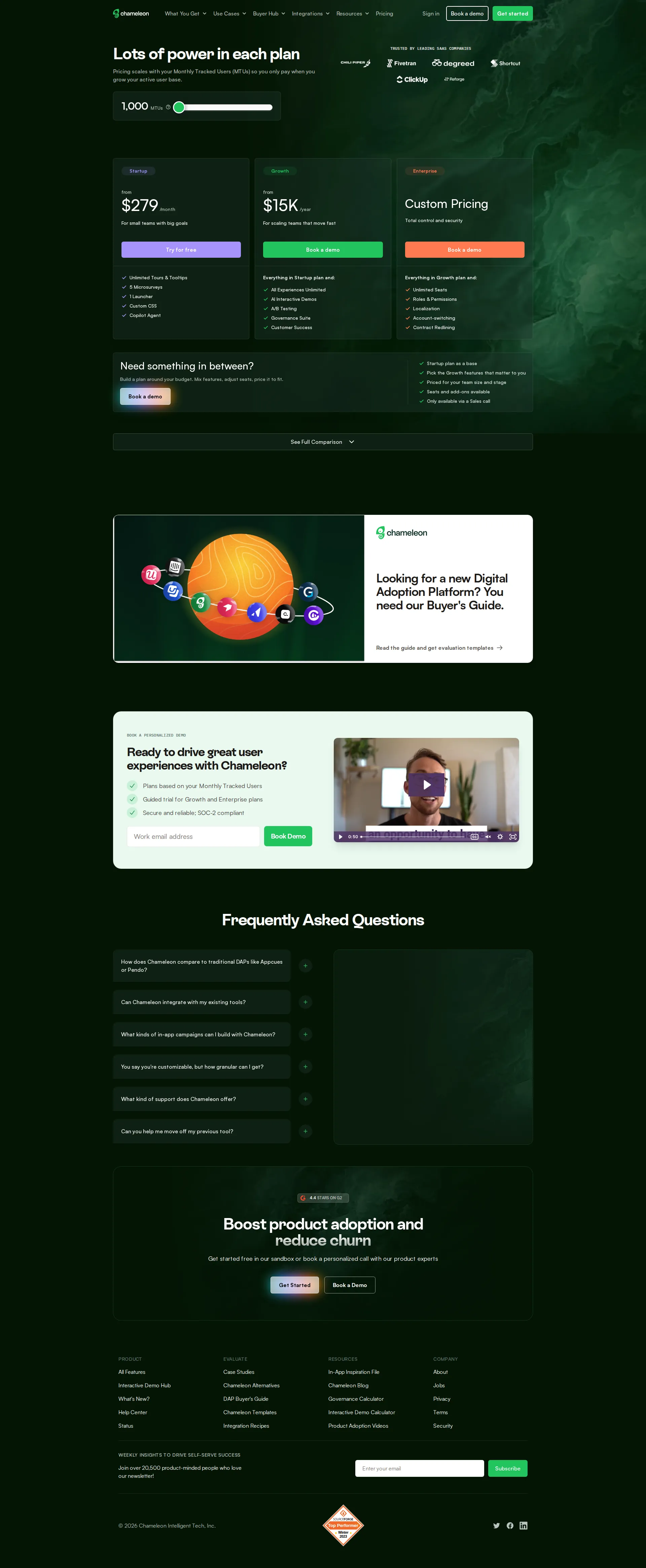 Chameleon pricing page screenshot