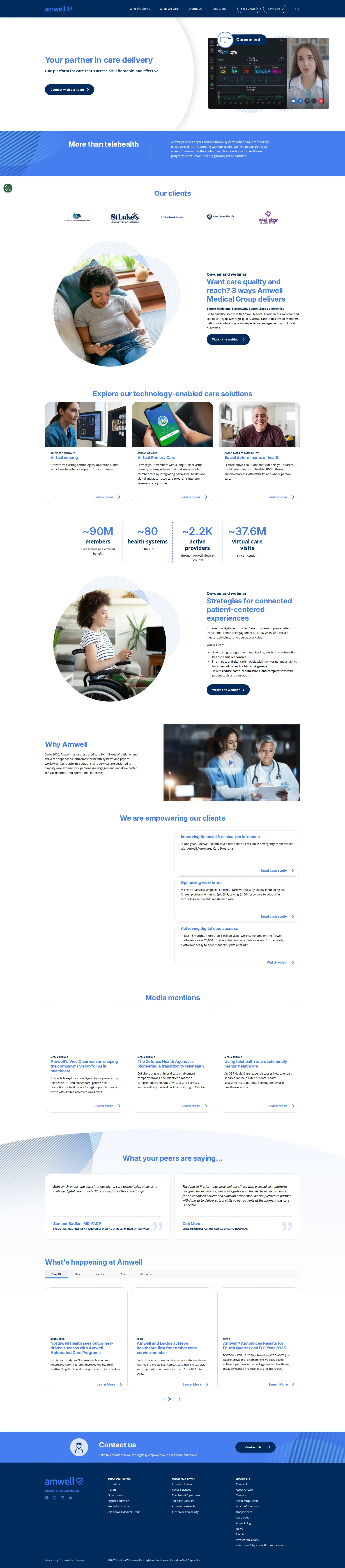 Amwell pricing page screenshot