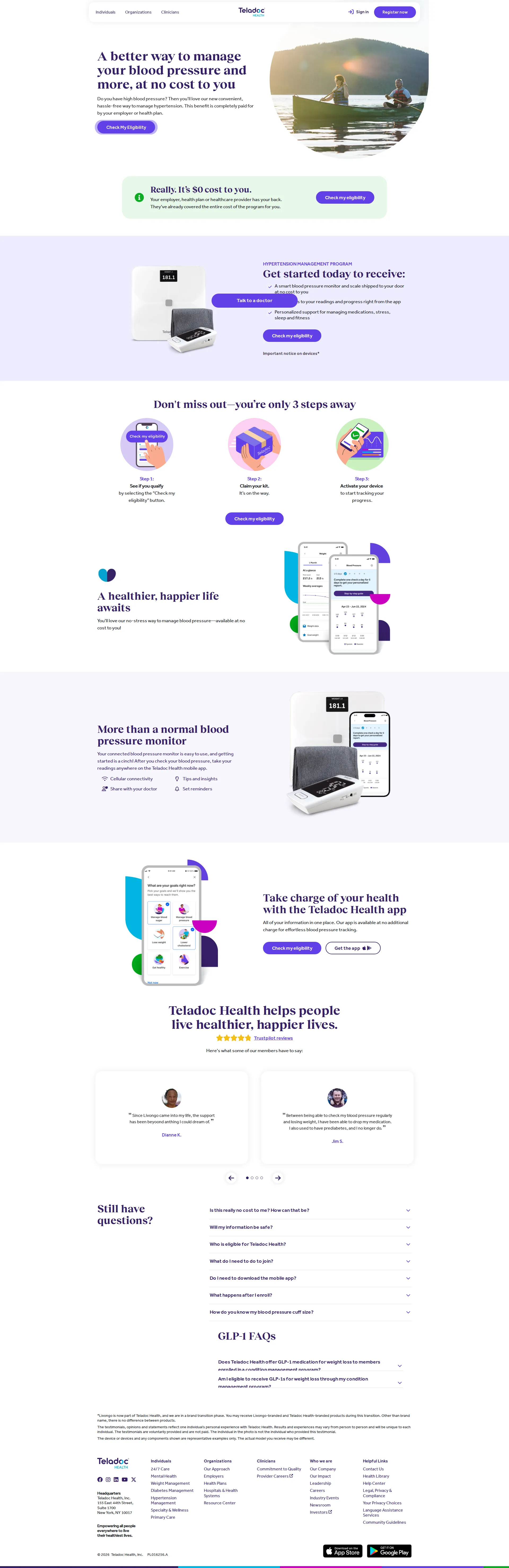 Teladoc Health pricing page screenshot
