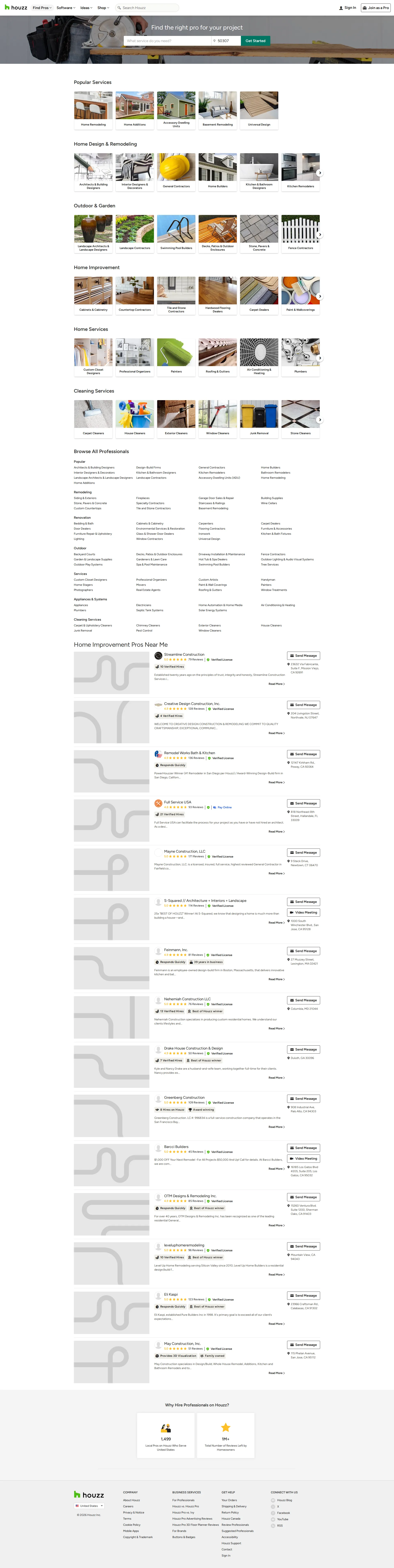 Houzz Pro Builder pricing page screenshot