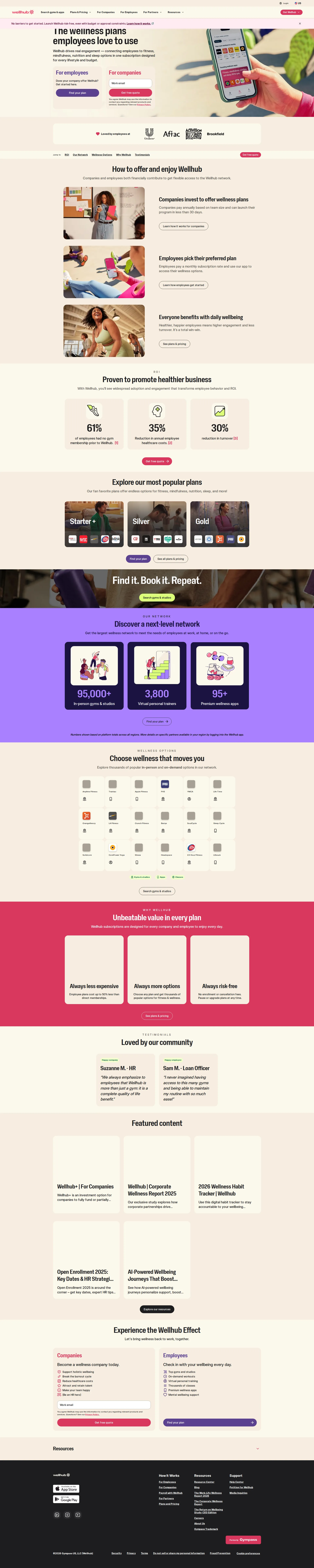 Gympass pricing page screenshot