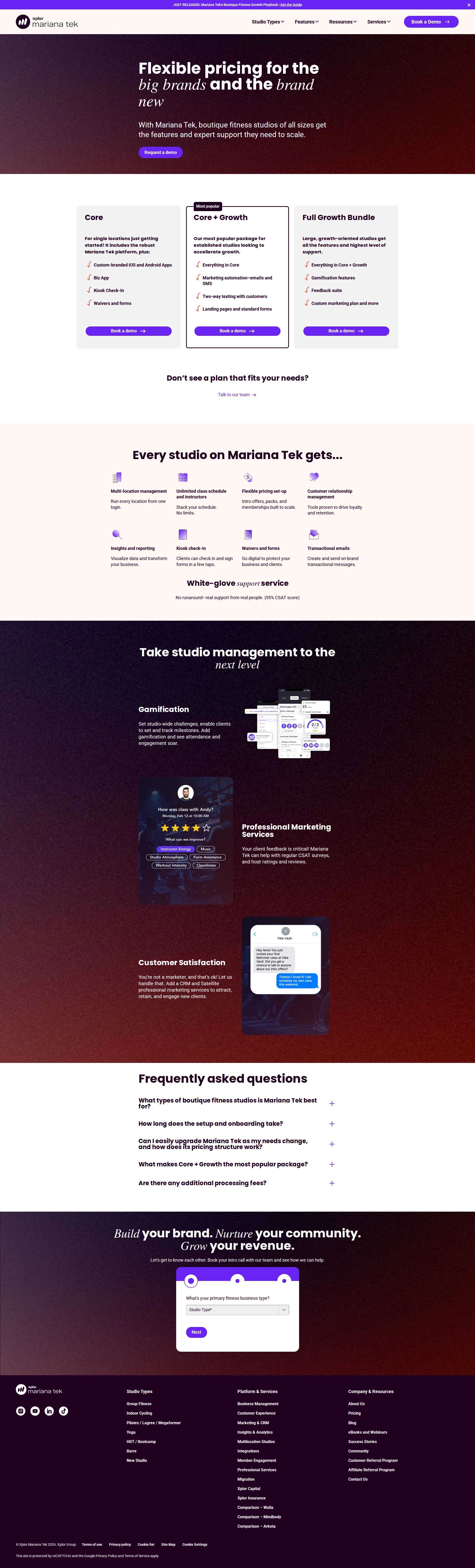 Mariana Tek pricing page screenshot