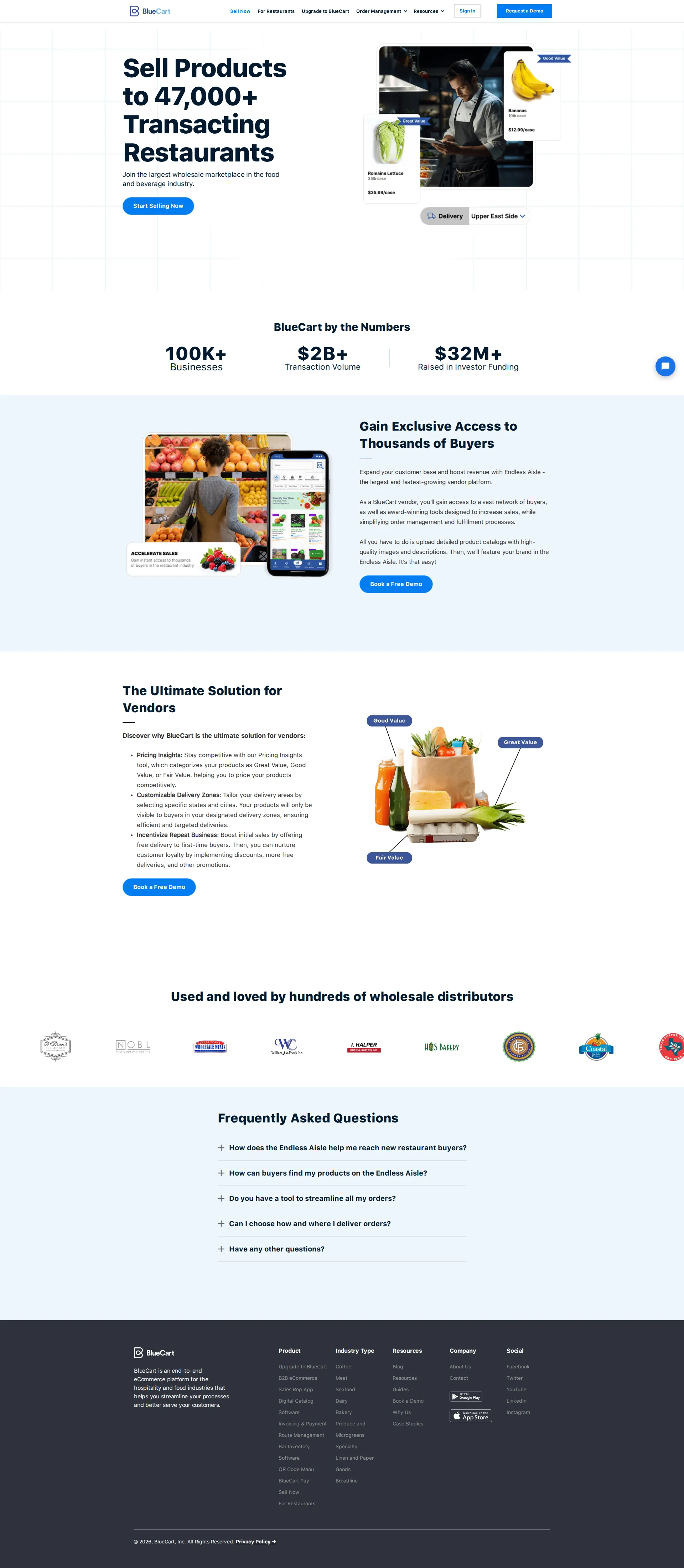 BlueCart pricing page screenshot