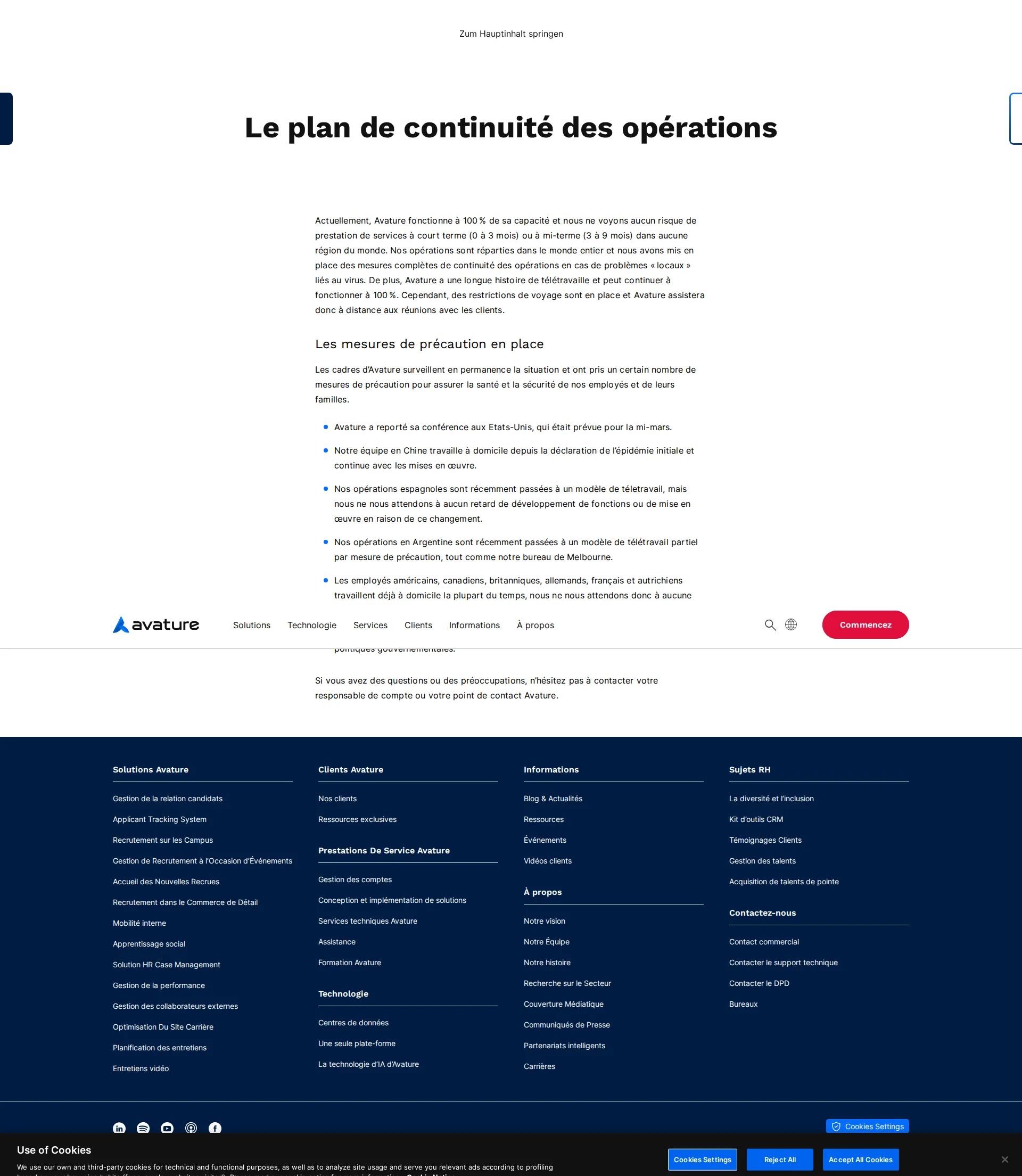 Avature pricing page screenshot