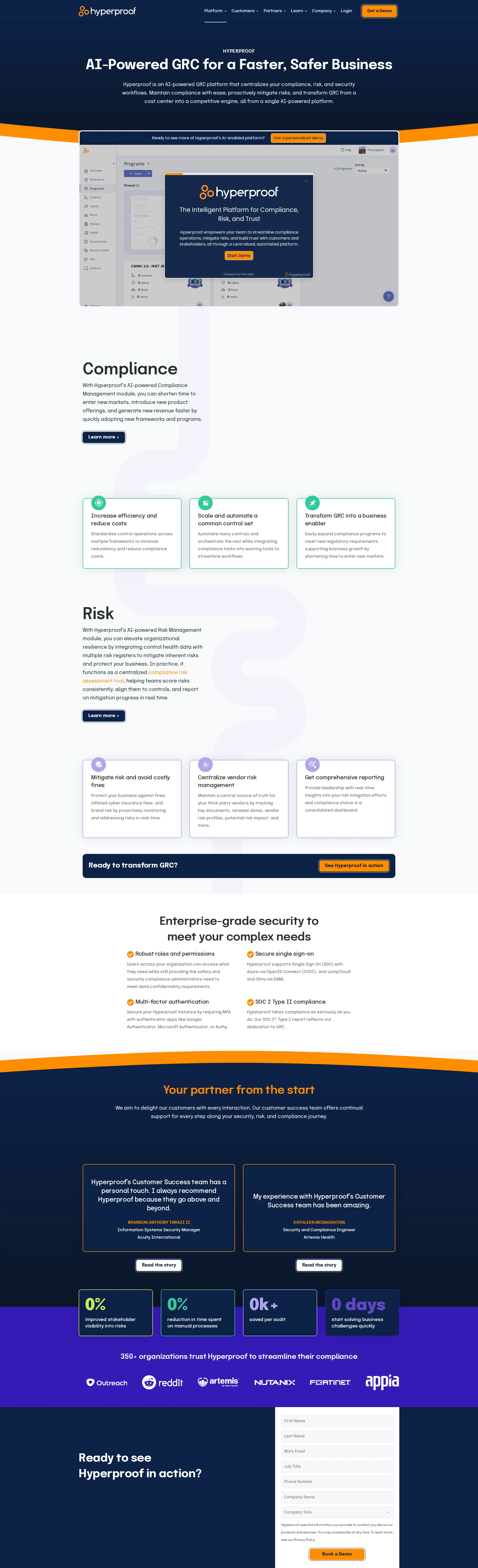 Hyperproof pricing page screenshot