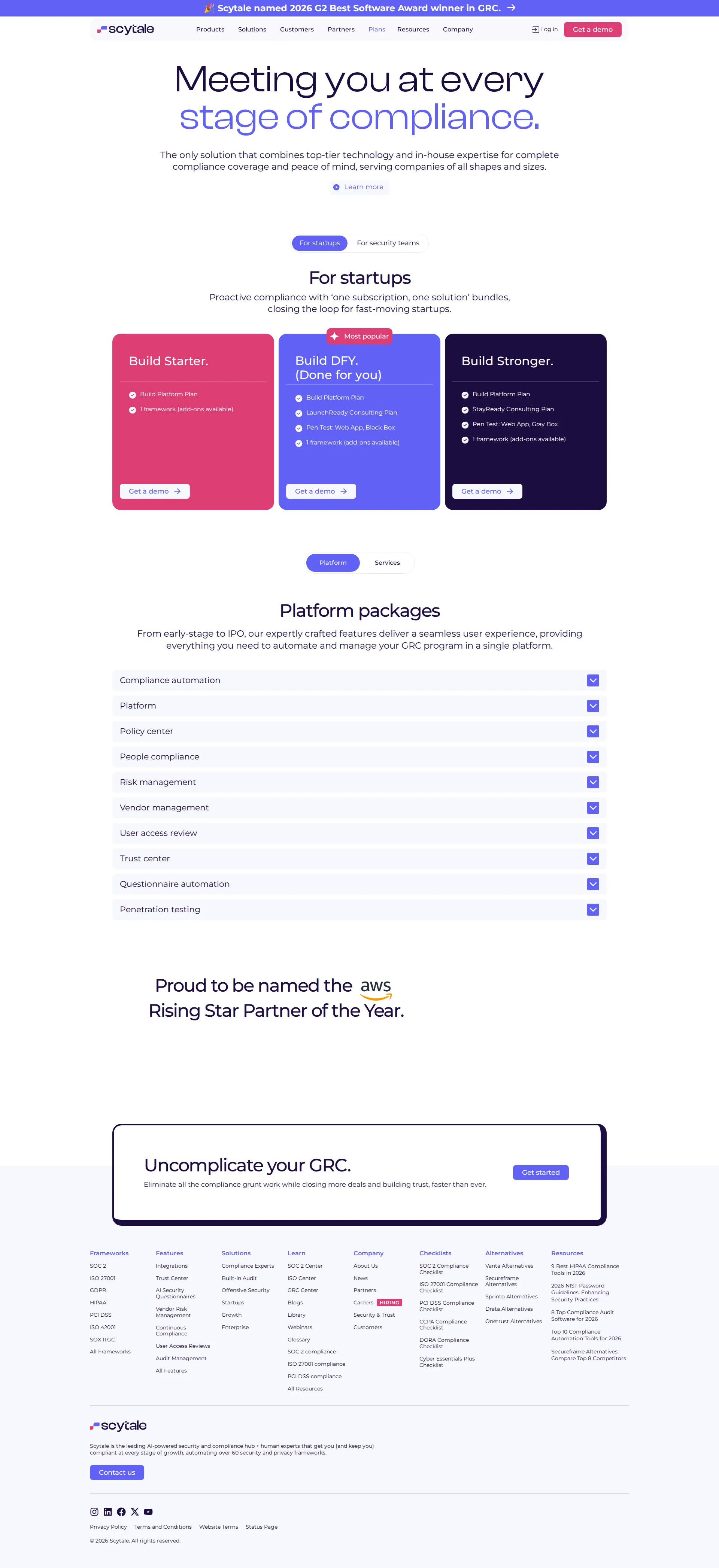 Scytale pricing page screenshot