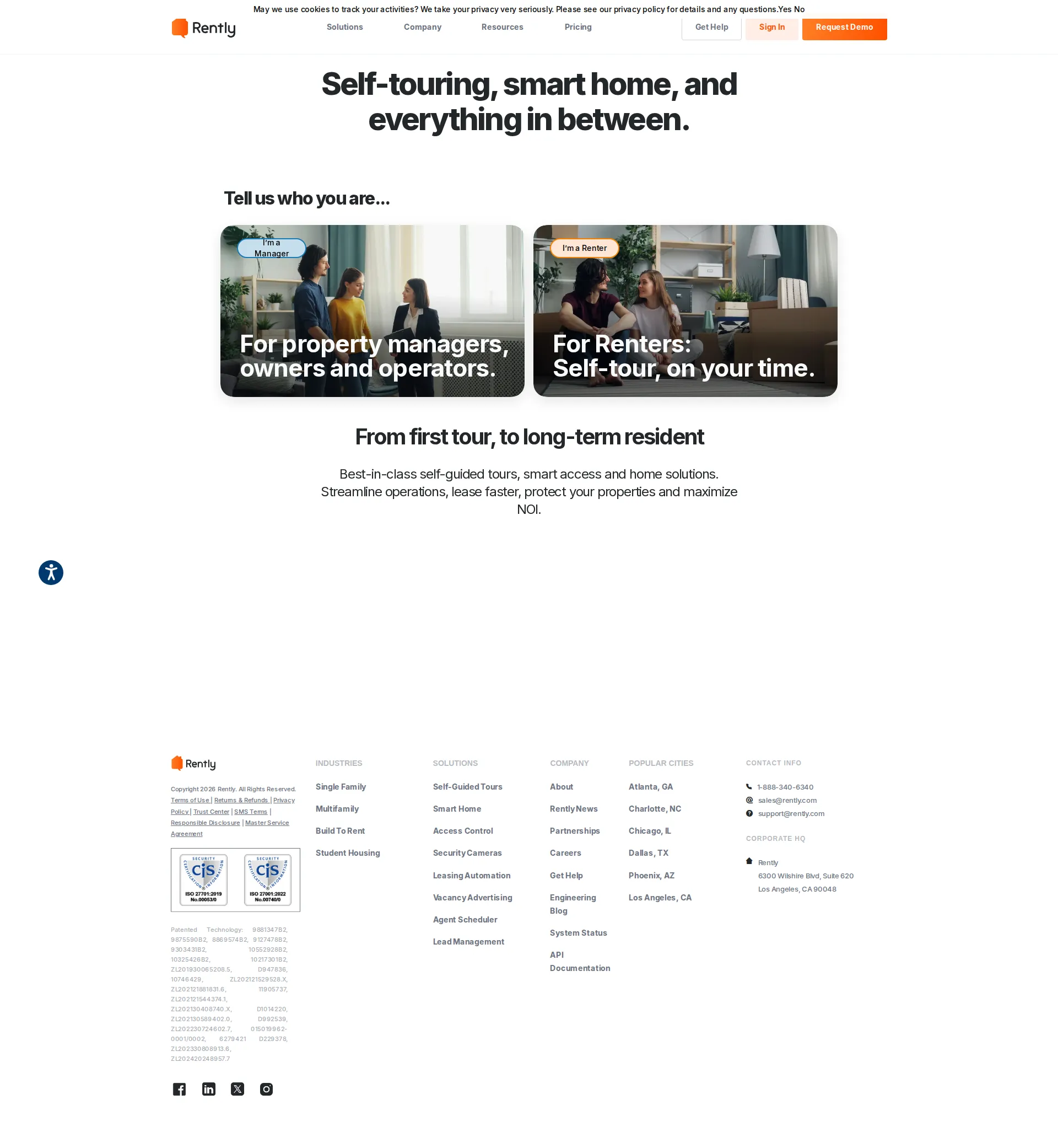 Rently pricing page screenshot