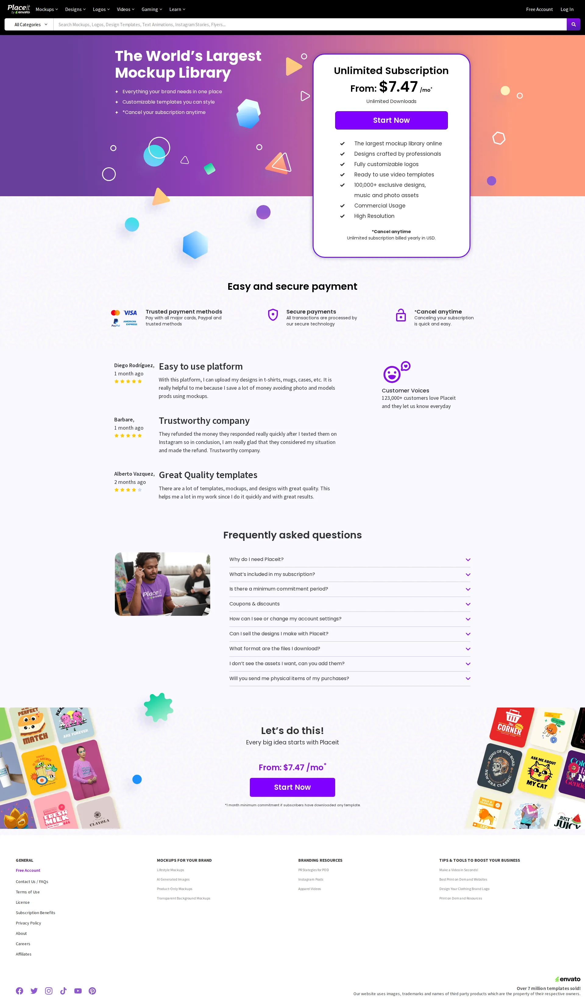 PlaceIt pricing page screenshot
