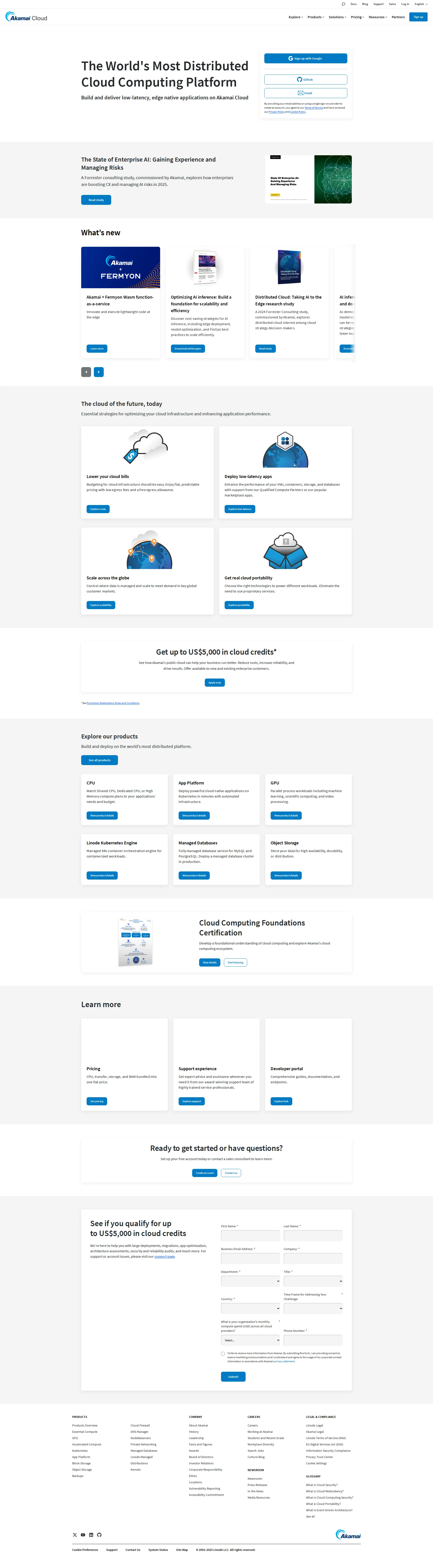 Linode Pro pricing page screenshot