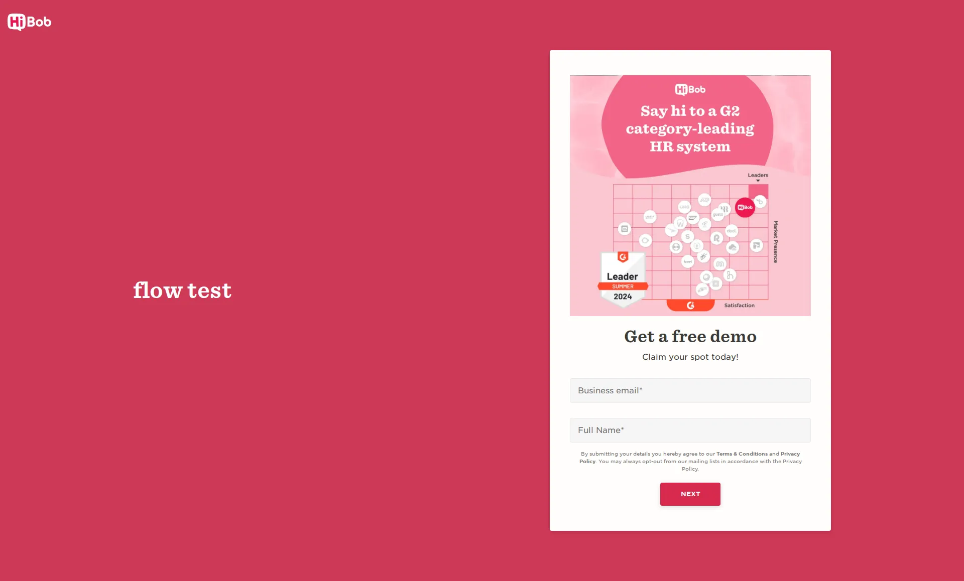 HiBob pricing page screenshot
