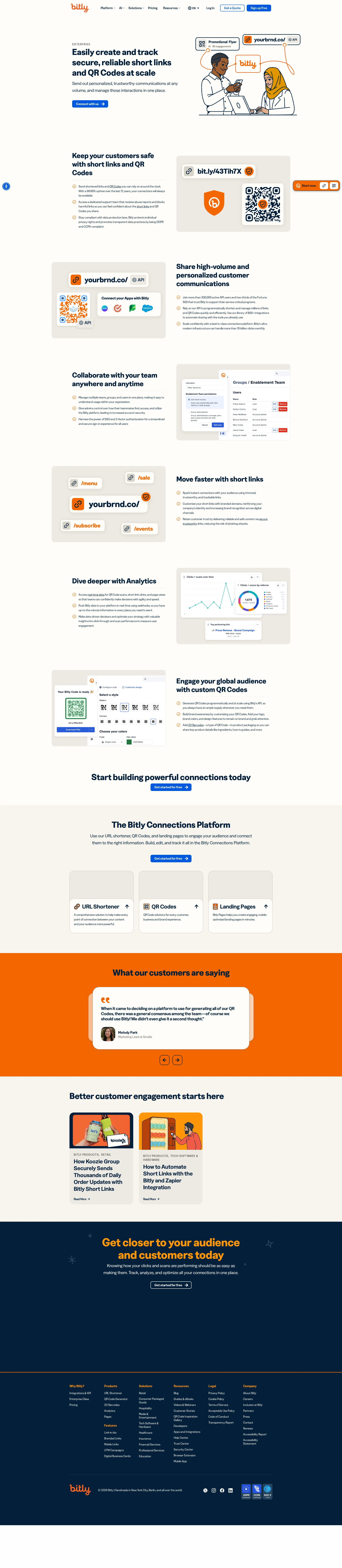 Bitly pricing page screenshot