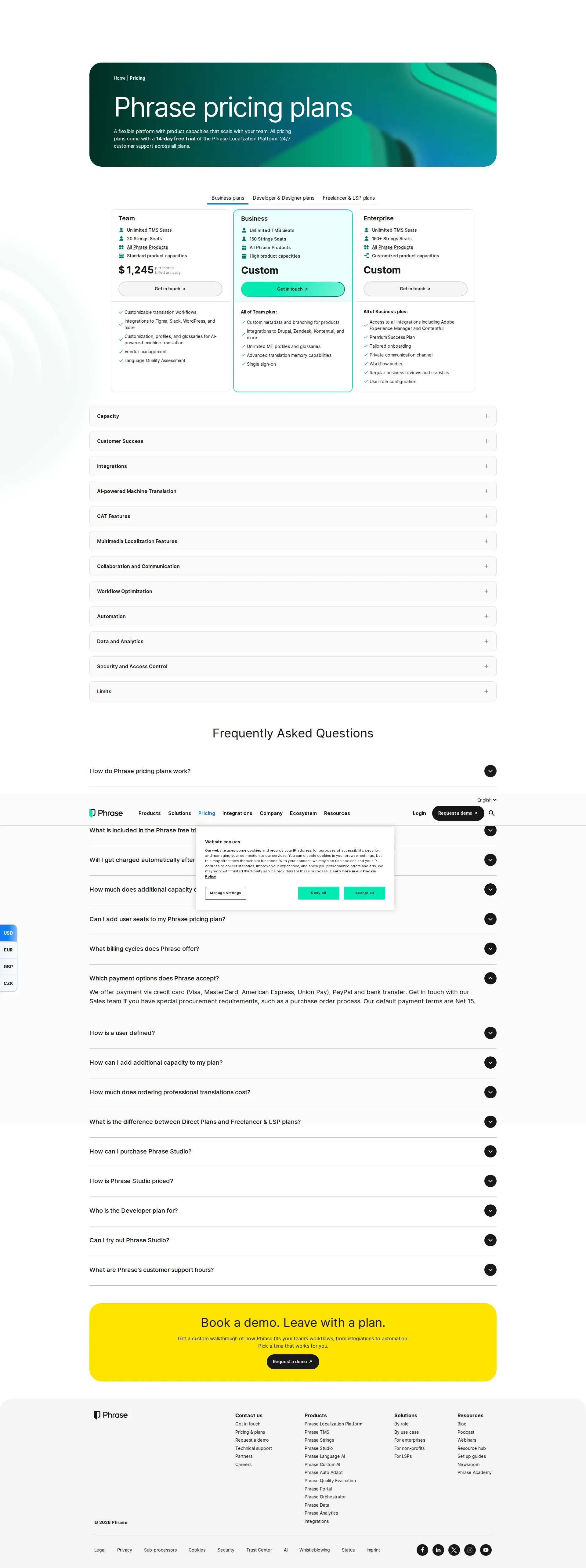 Phrase pricing page screenshot