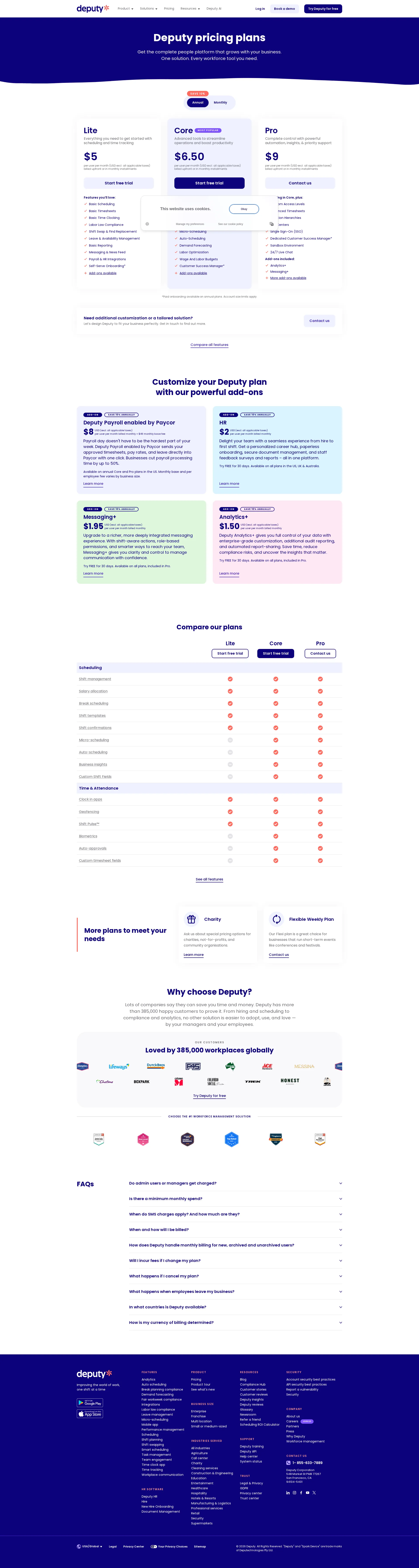 Deputy pricing page screenshot