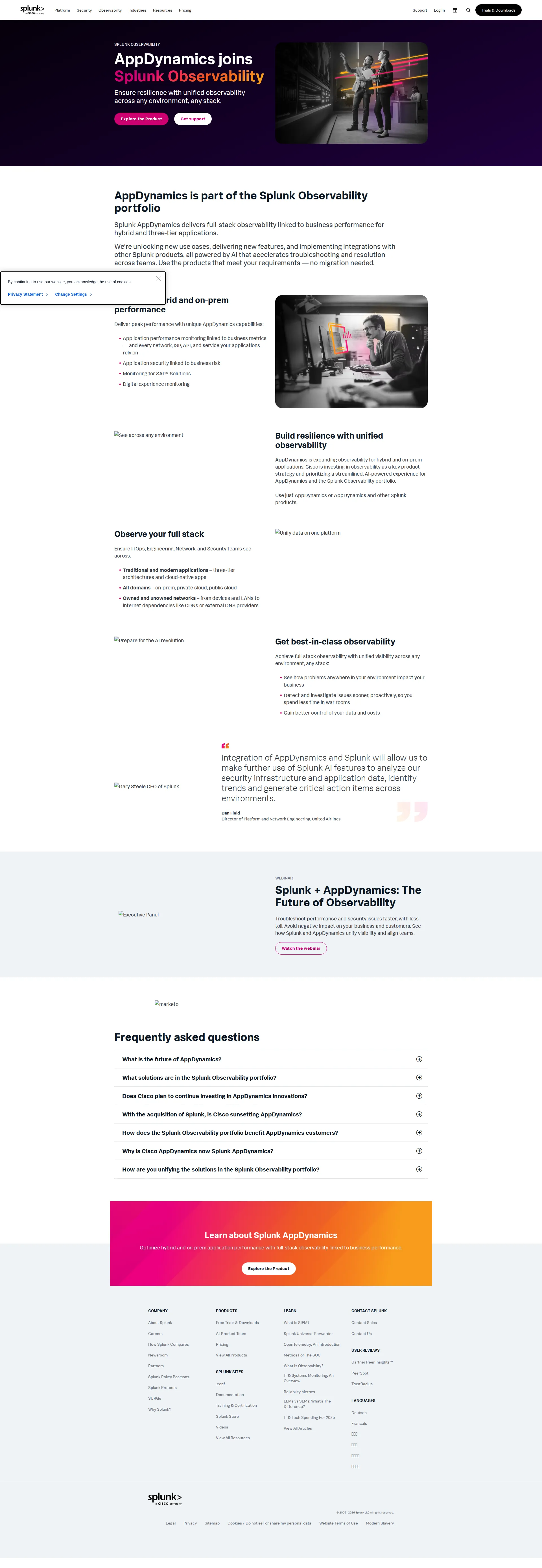 AppDynamics pricing page screenshot