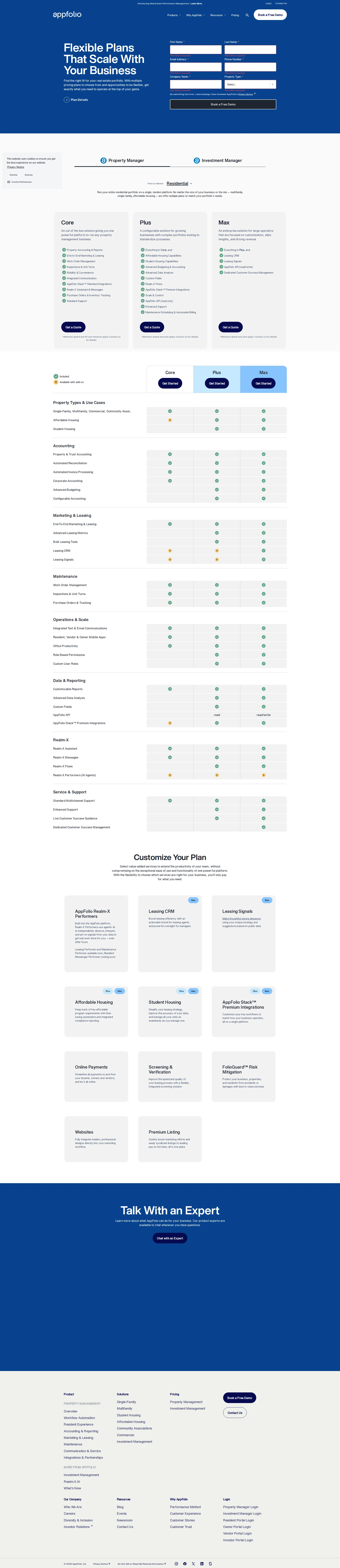 AppFolio pricing page screenshot