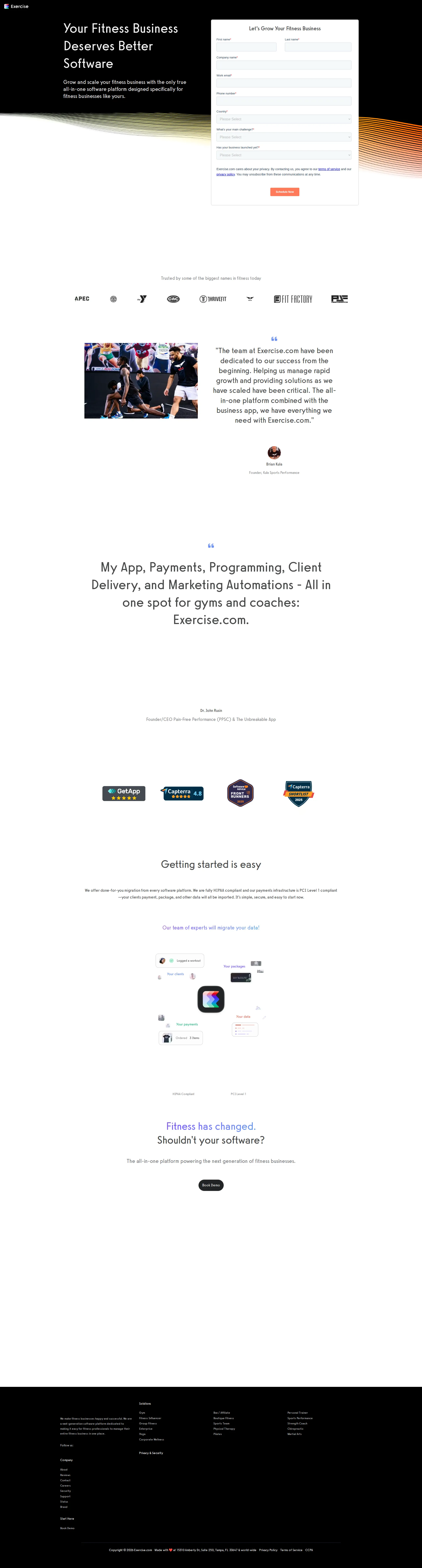 Exercise.com pricing page screenshot