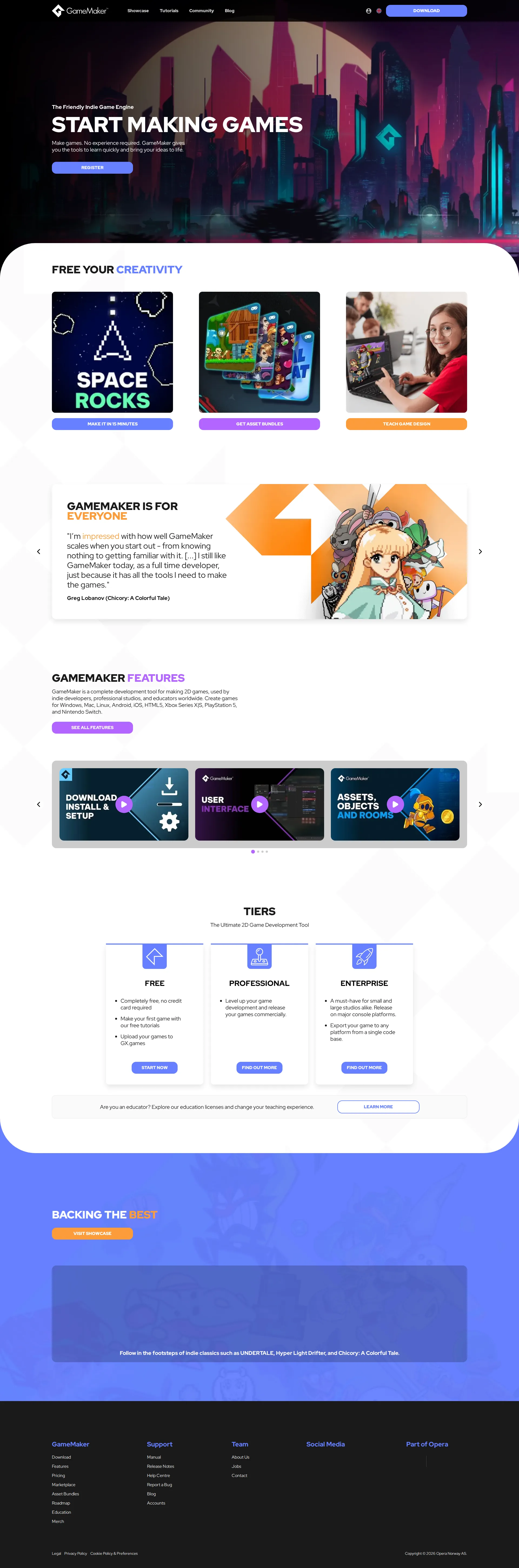 GameMaker pricing page screenshot