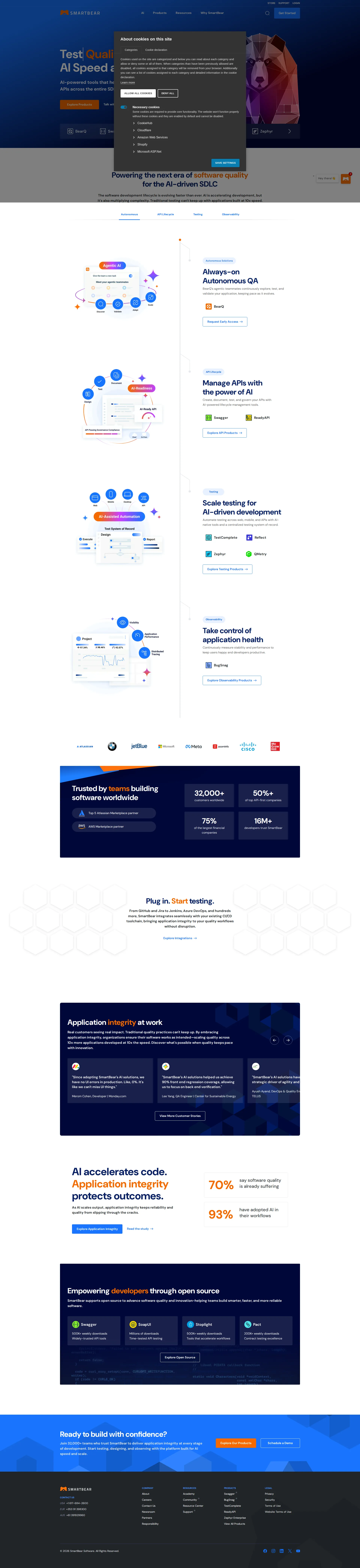 SmartBear pricing page screenshot