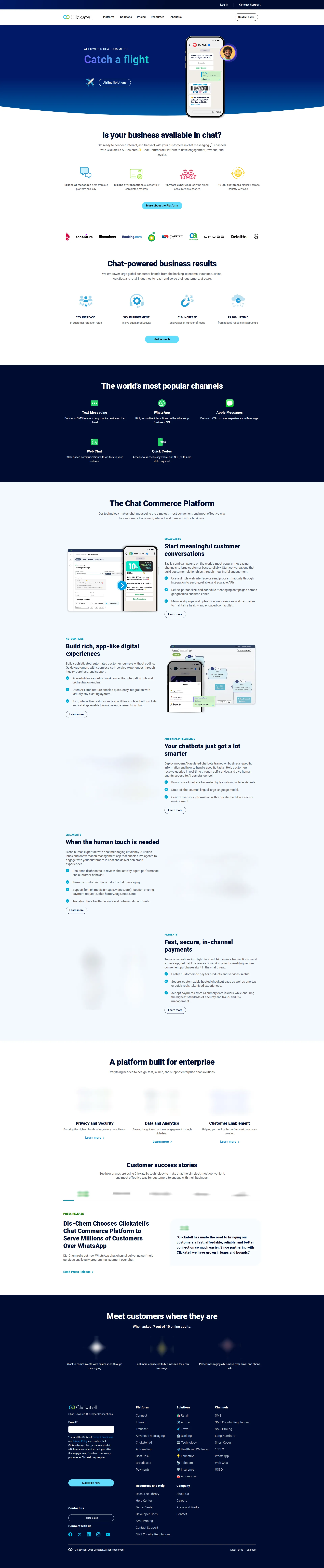 Clickatell pricing page screenshot