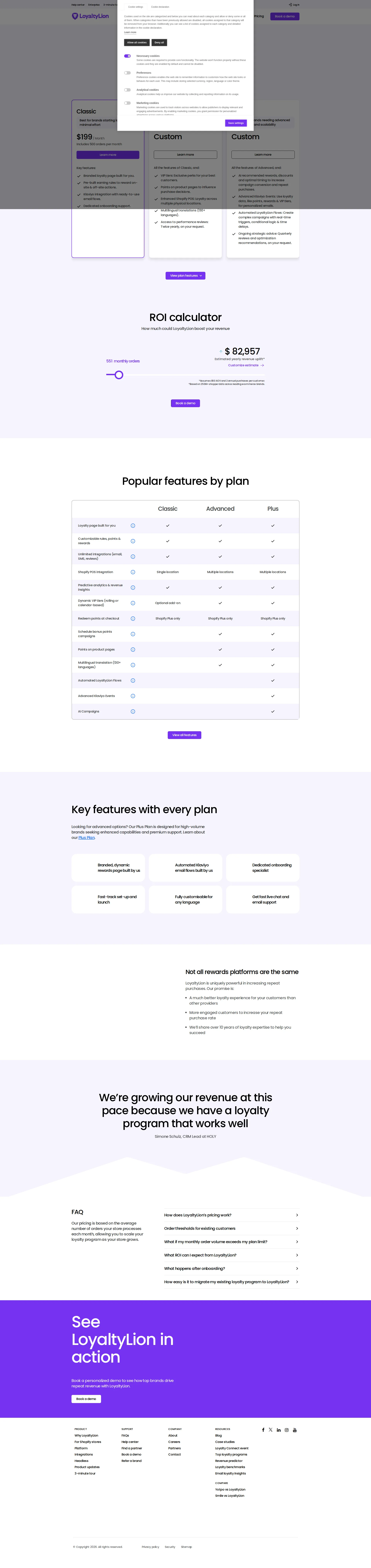 LoyaltyLion pricing page screenshot