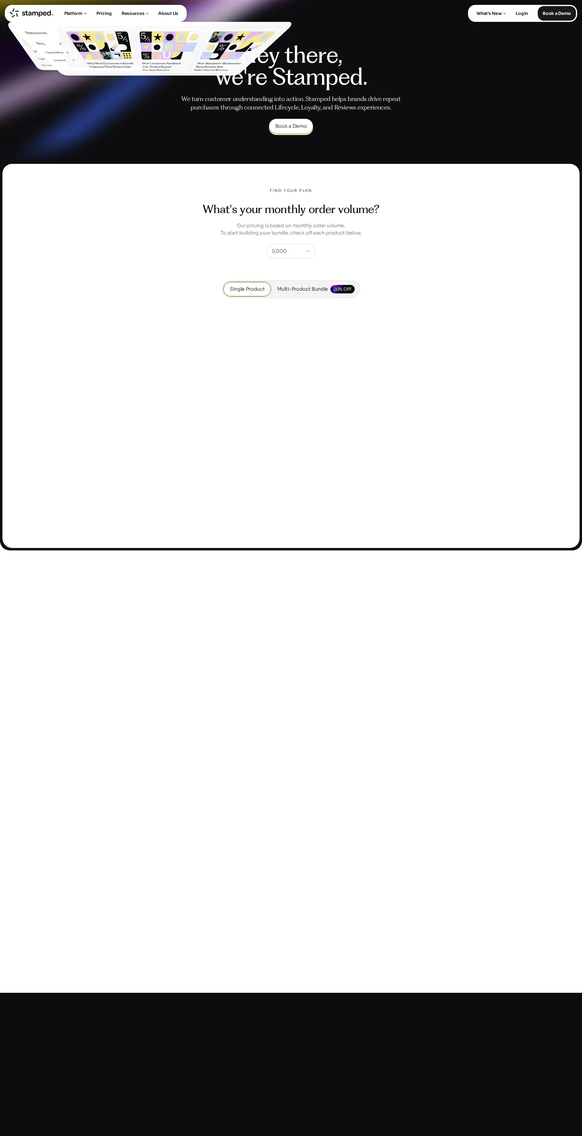 Stamped.io pricing page screenshot