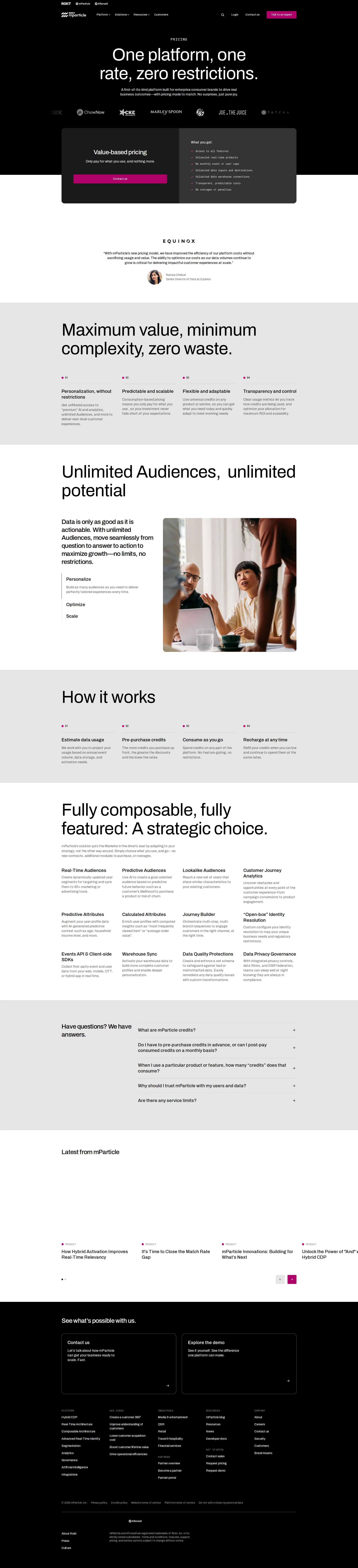 mParticle pricing page screenshot